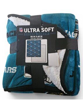 Jacksonville Jaguars Sherpa Throw Blanket Ultra Supersoft 60x50 100% Poly NFL